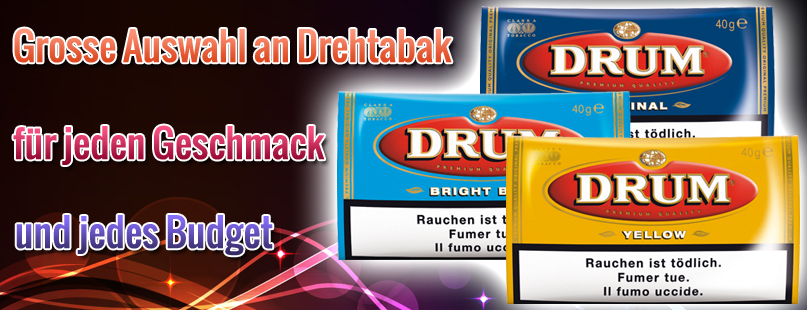 Zigaretten selber machen mit Drum Drehtabak günstig online kaufen / bestellen im Online Tabak Shop von Tabac-Trends.ch